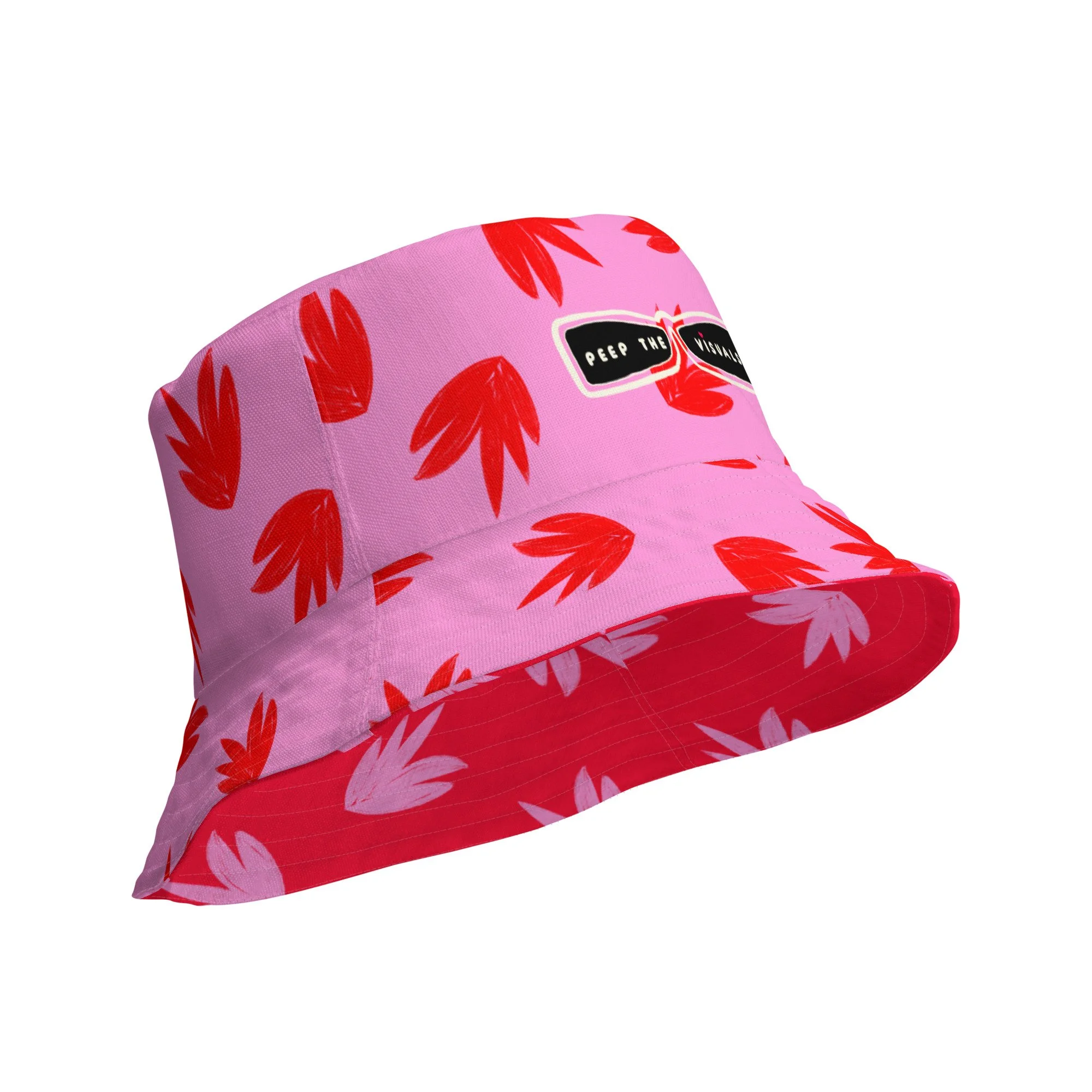 Reversible Bold Floral Bucket Hat: Pink & Red