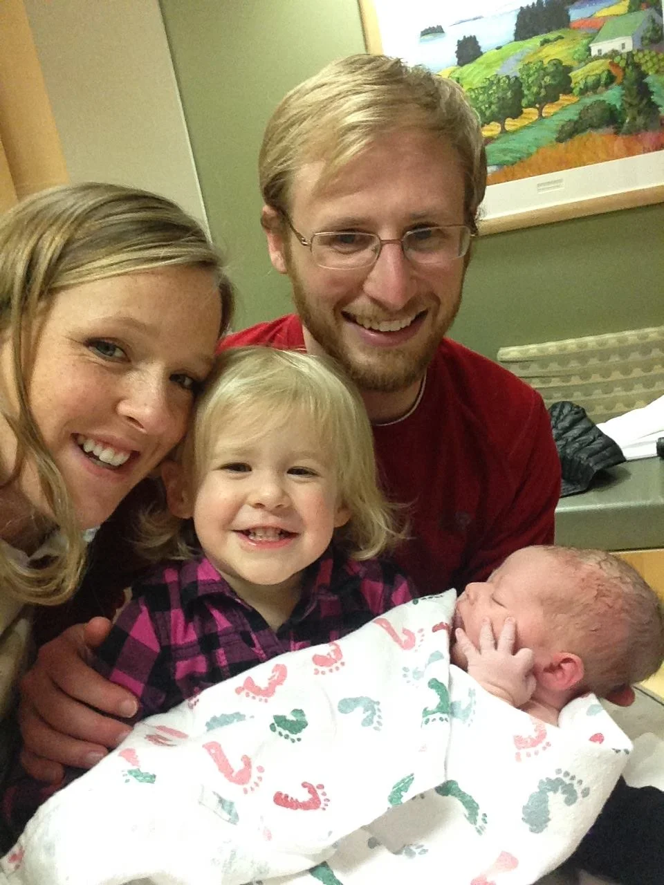 The whole family welcoming Penny into the world.