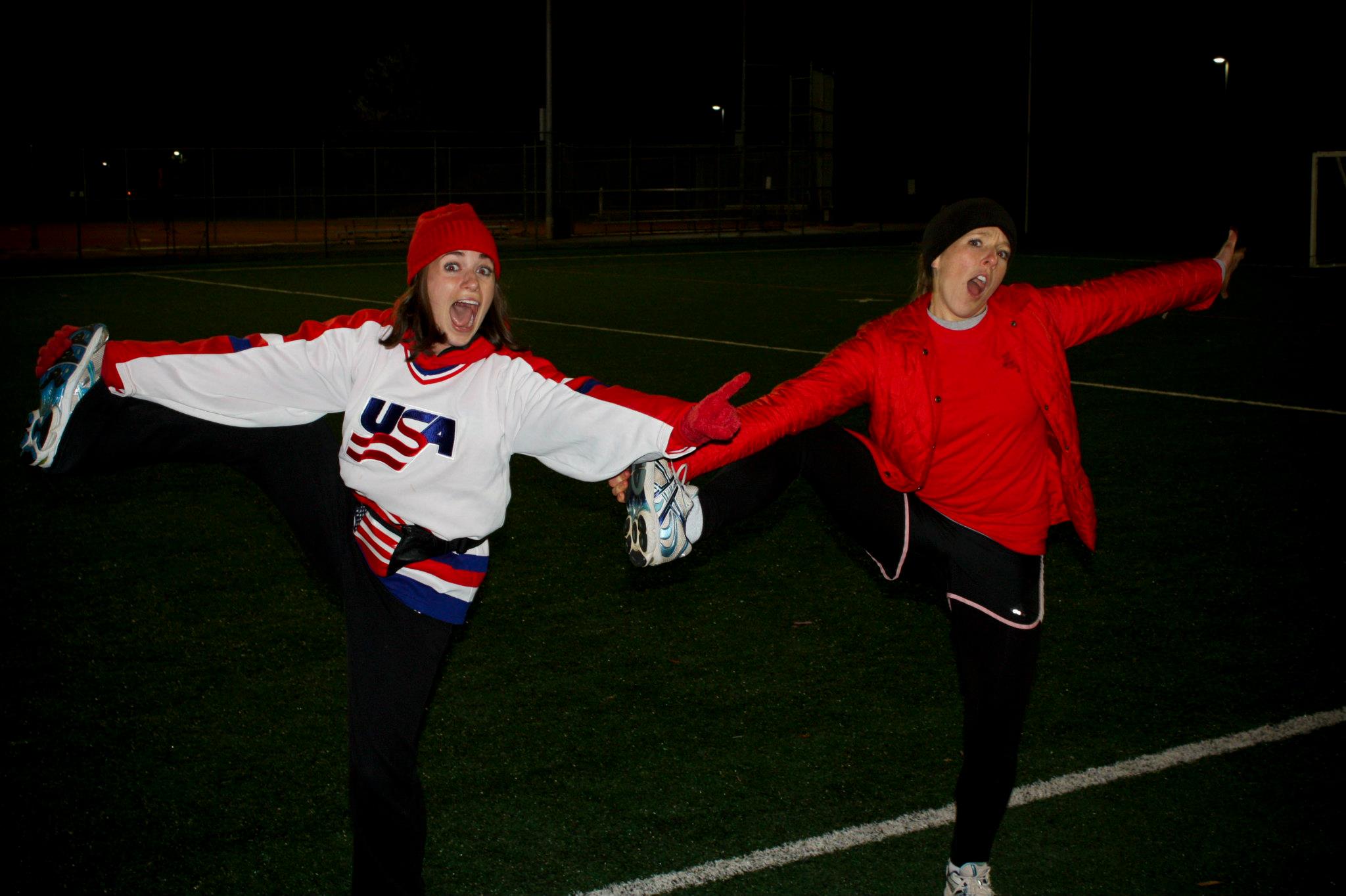 To bring the interview to a close, I HAD to throw in this photo of Sarah and I from a few years back. Because we are the sexiest cheerleaders that the Medical Football League (MFL) has ever seen.