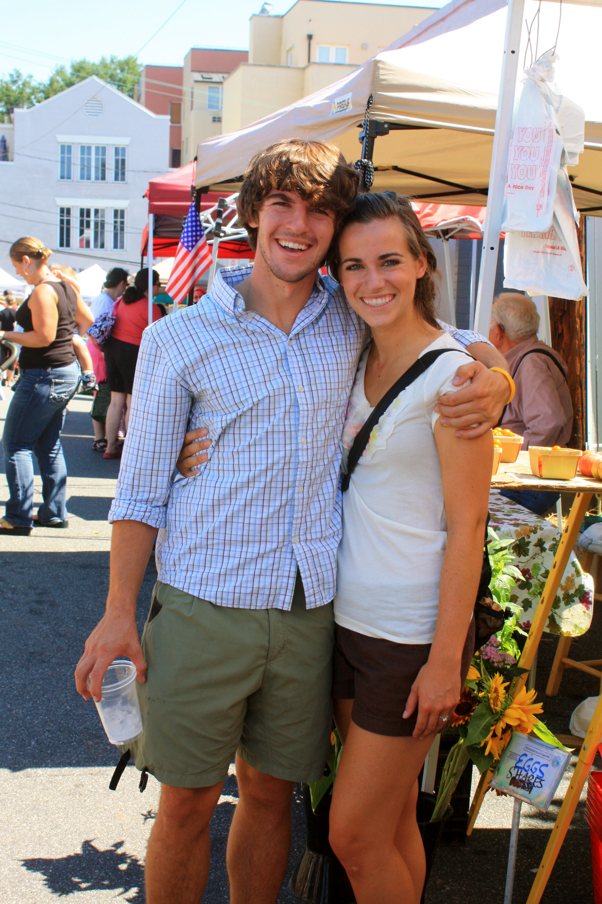 Exploring the Saturday Market during our first few days in Charlottesville (we look like BABIES)