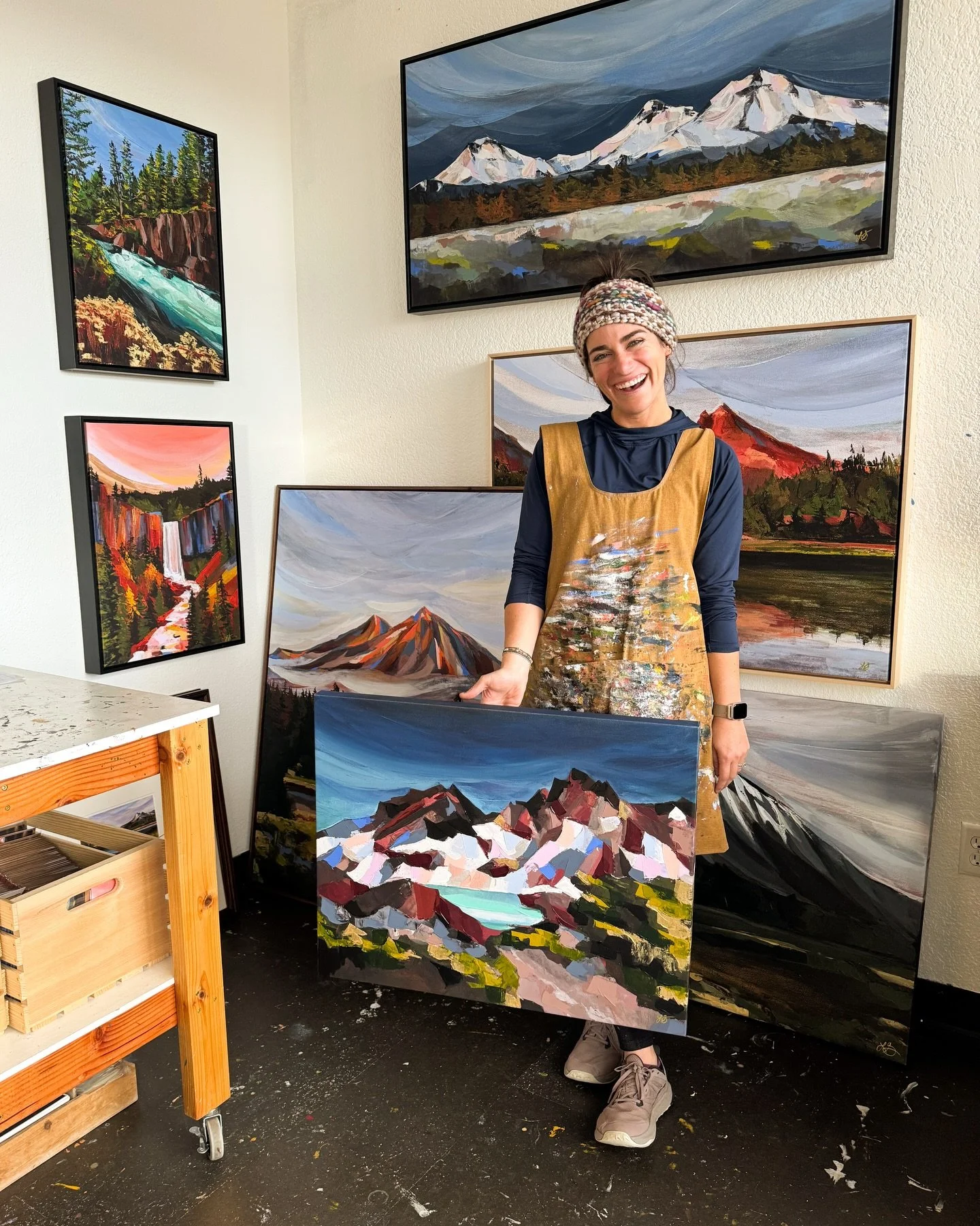 Feeling busy and grateful fulfilling all these holiday sale orders! Everything behind me is a stretched canvas print. Some are embellished, framed, and/or both, and all turned out beautifully. Can&rsquo;t wait for y&rsquo;all to receive these on Chri