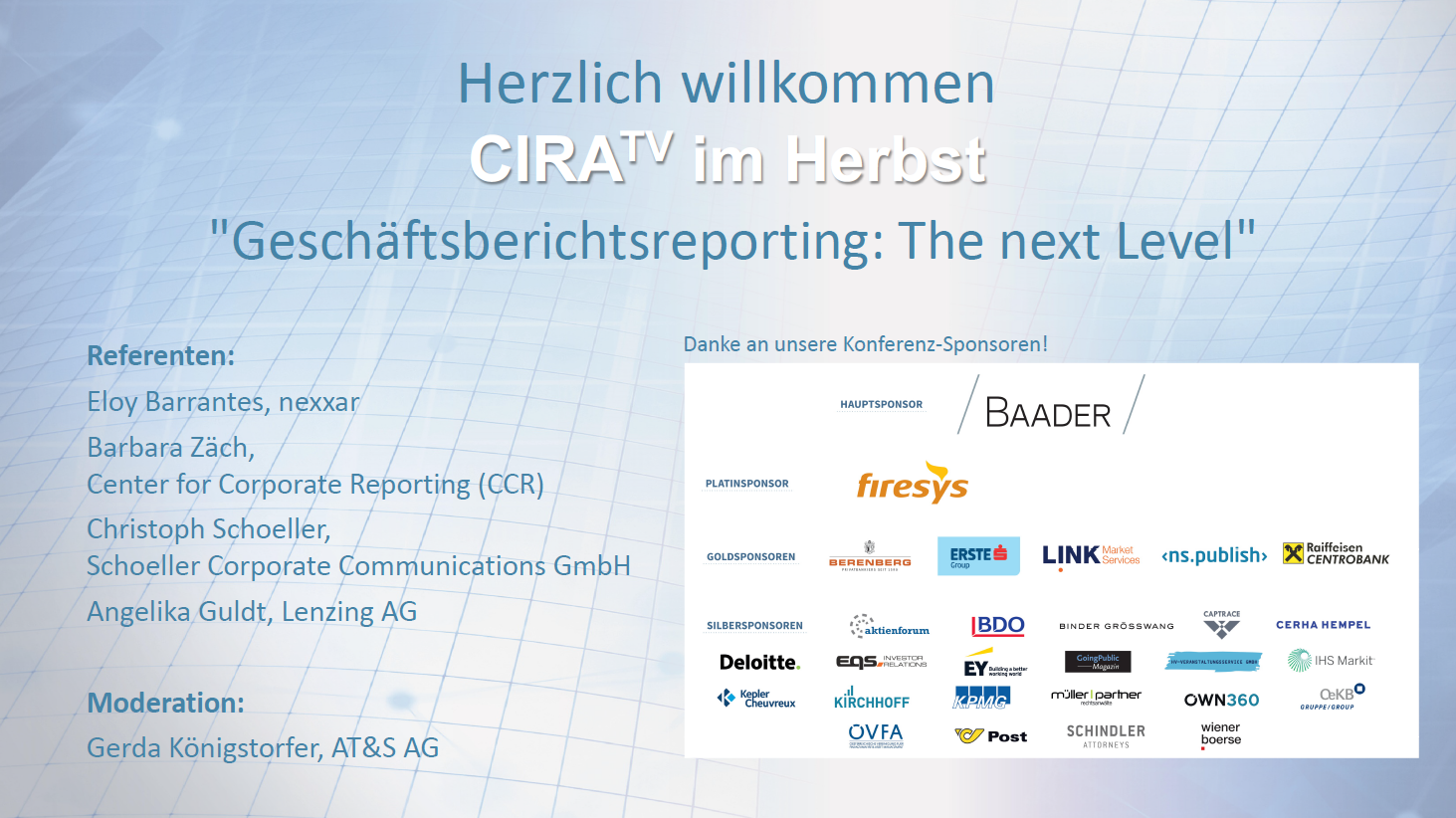 Partner Event: CIRA-TV "Geschäftsberichtsreporting: The next Level"