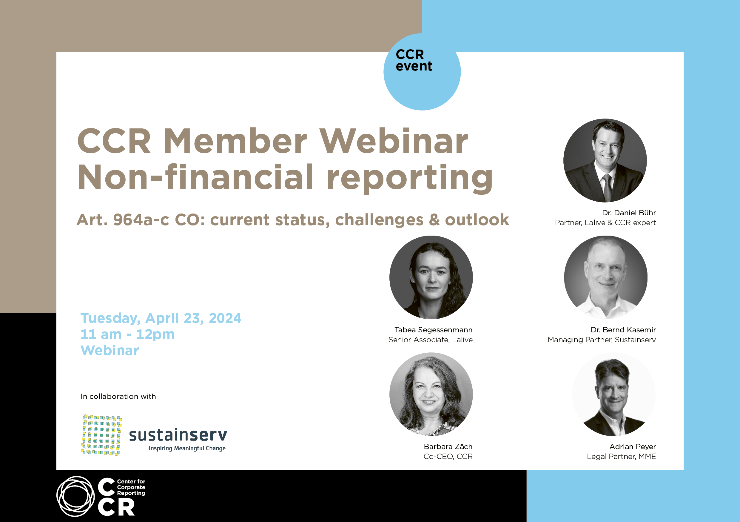 Member Webinar "Non-financial reporting - Art. 964a-c Code of Obligations: current status, challenges &amp; outlook"