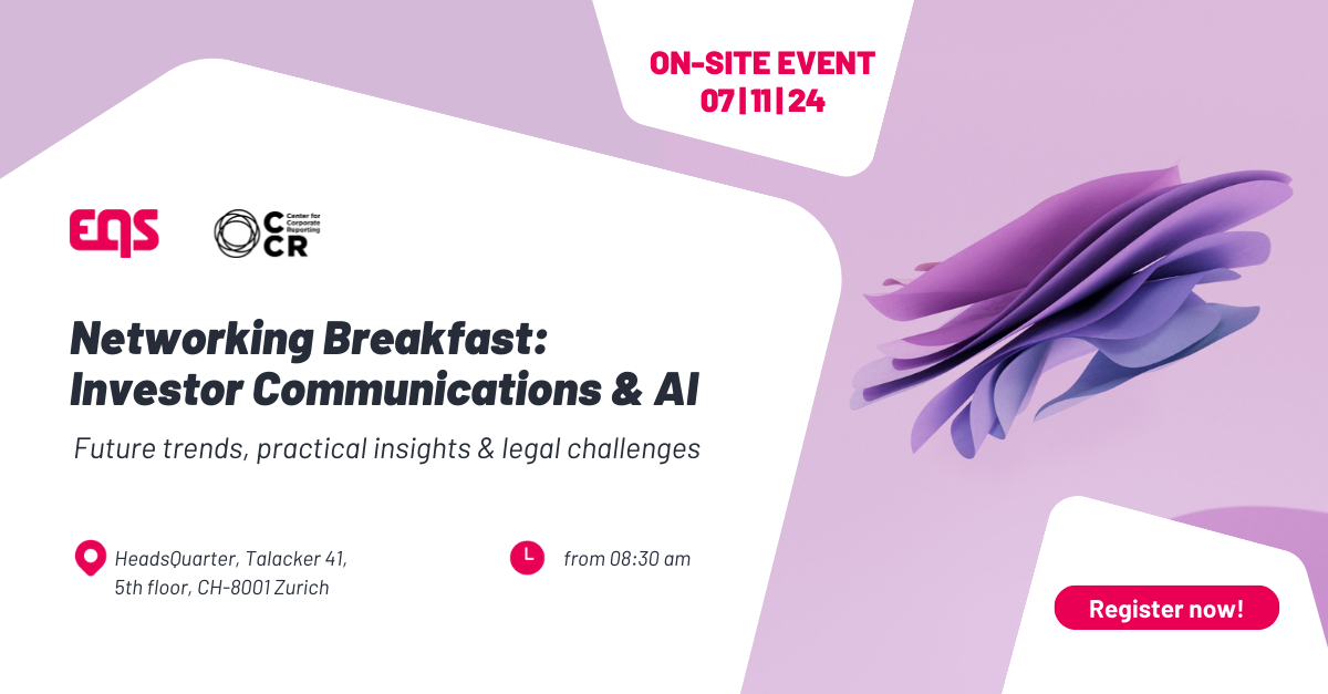 IR Networking Breakfast | Investor communications &amp; AI – future trends, practical insights &amp; legal challenges