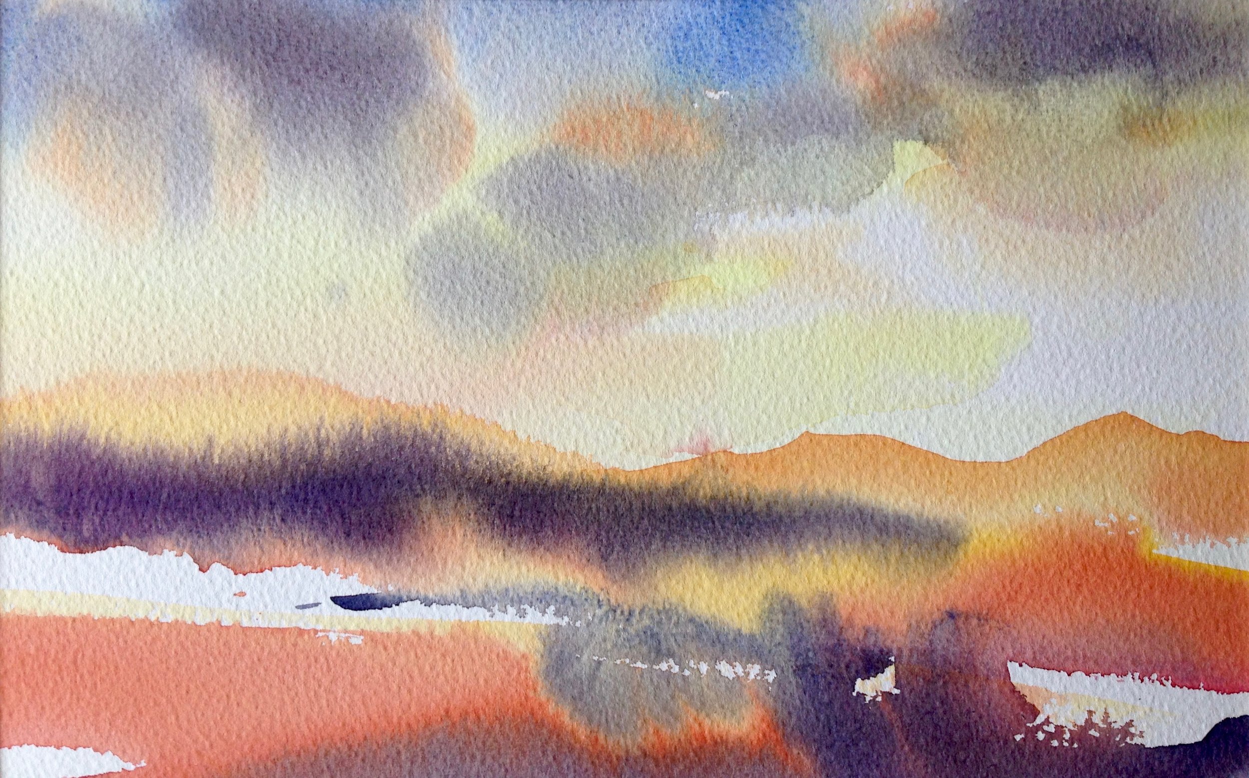 Frances Douglas Watercolour Sunset Towards Loch Lomond.jpg