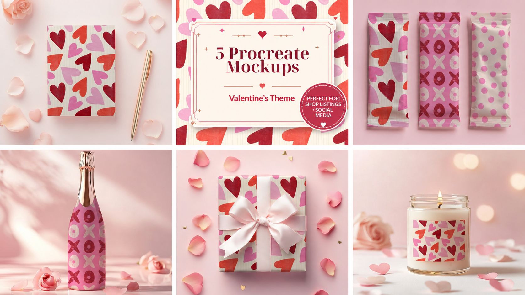 5 Procreate Mockups - Valentine's Day Theme