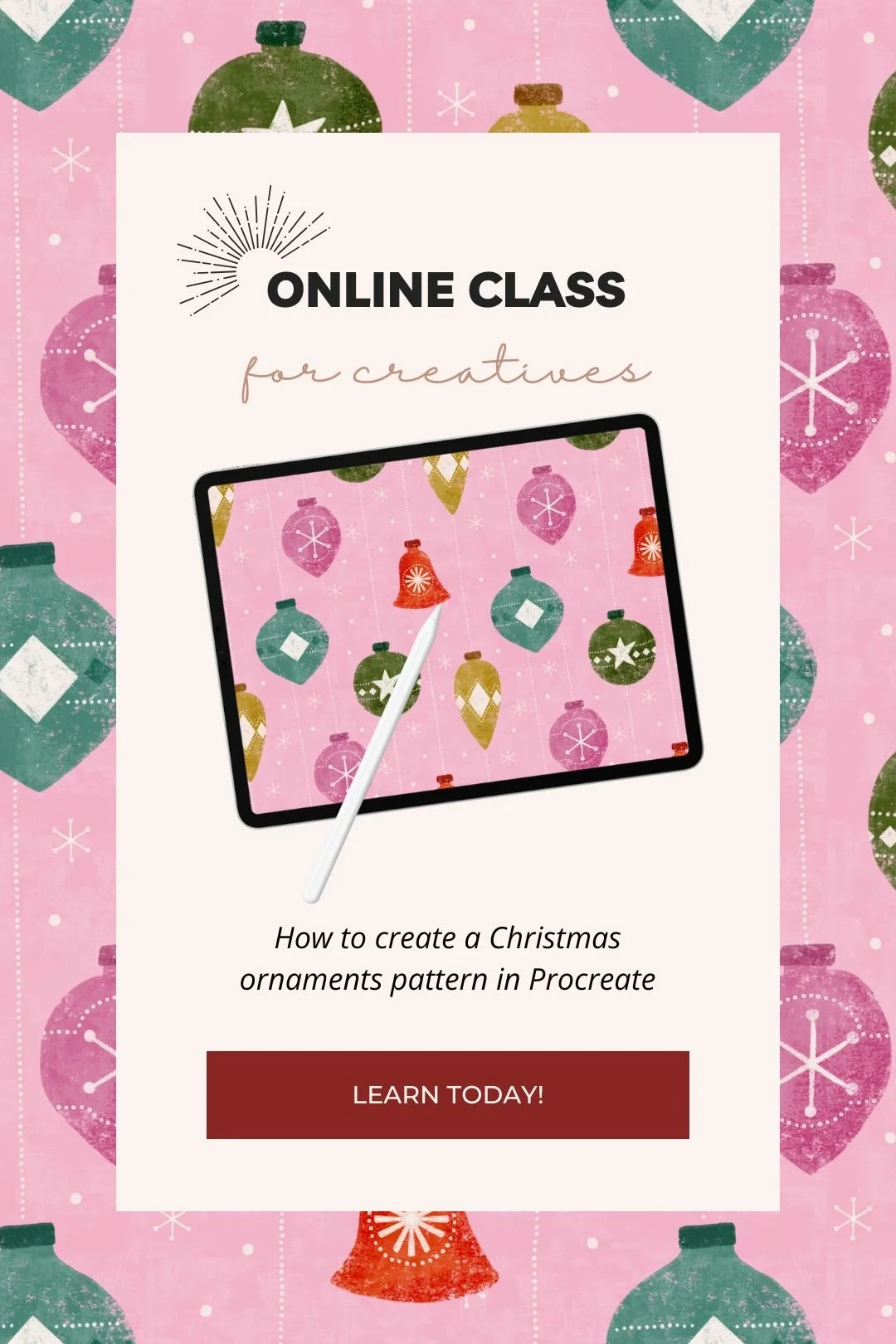 New Class! Create a Midcentury Christmas Ornaments Pattern in Procreate