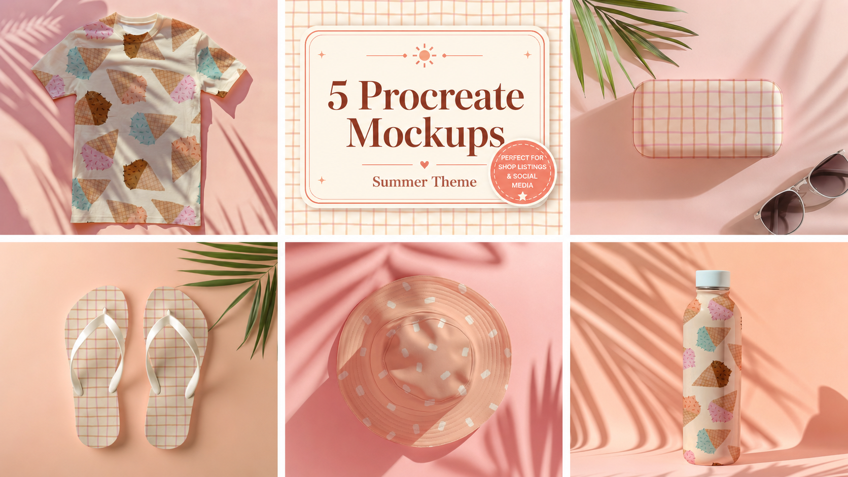 5 Procreate Mockups - Summer Theme