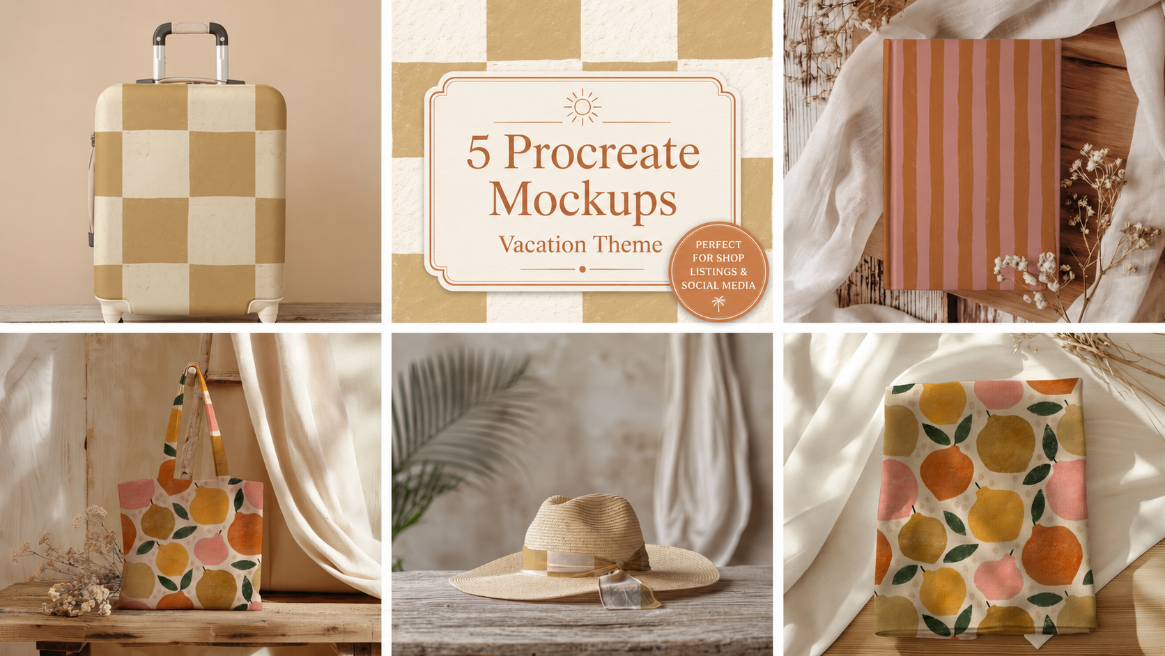 5 Procreate Mockups - Vacation