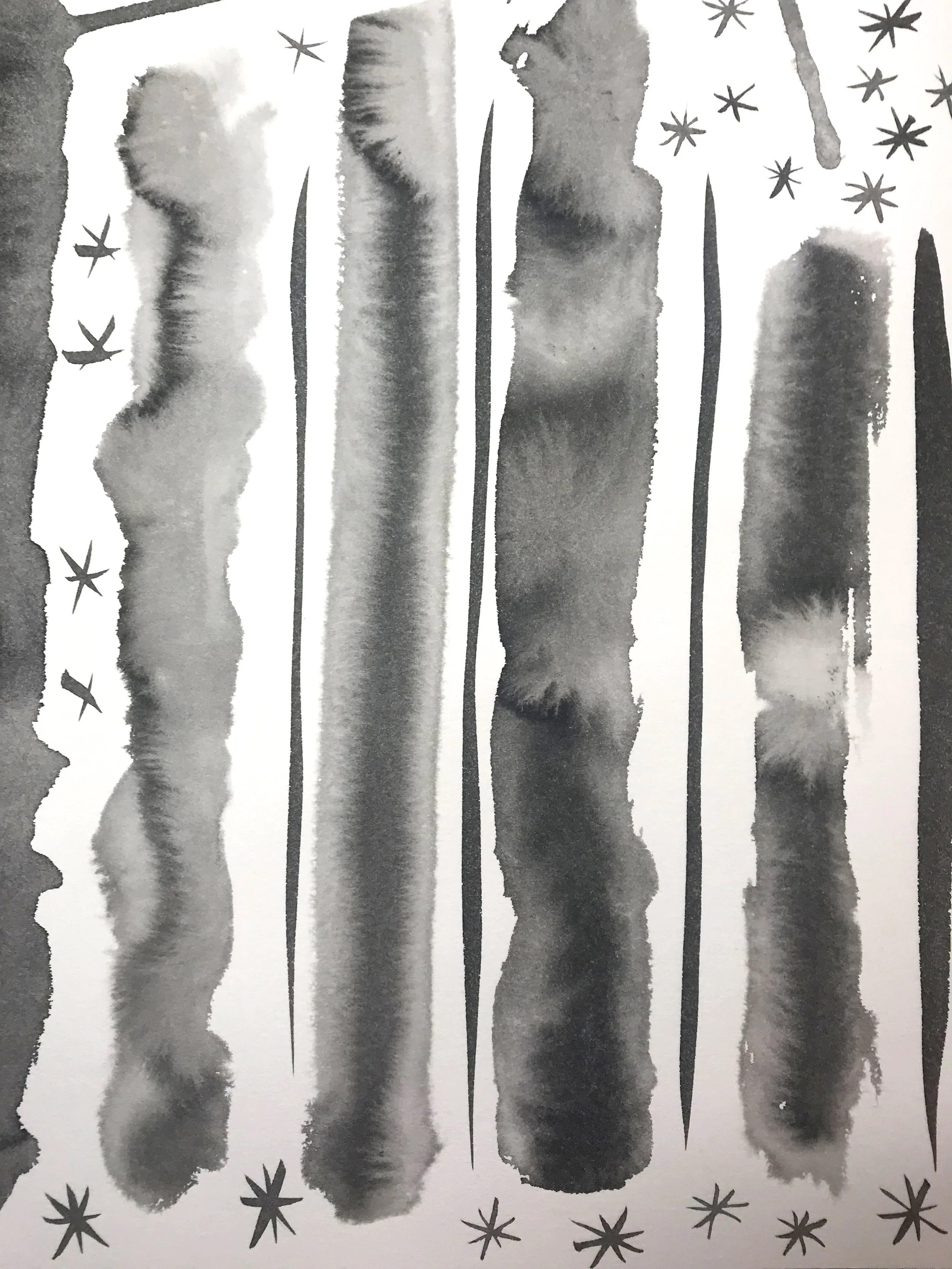 and bands of splotchy ink...