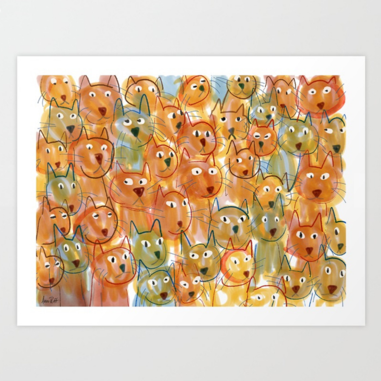 Cat Crowd print