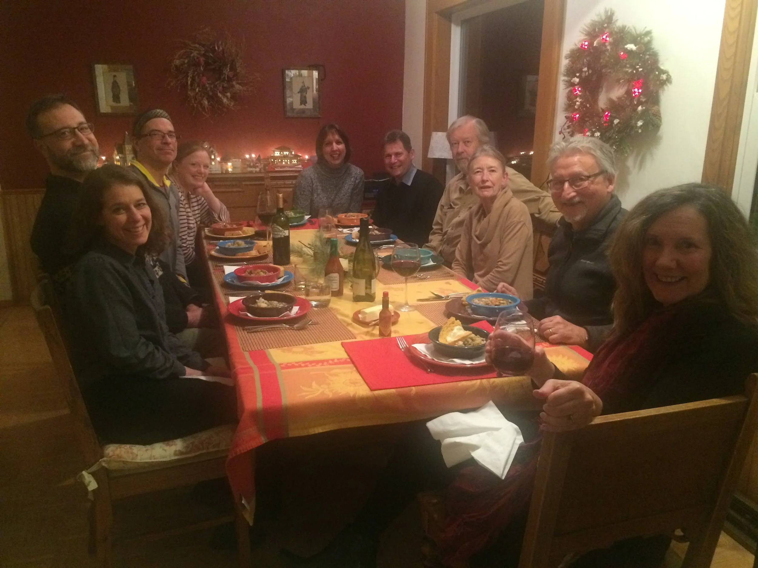 Celebratory dinner at the Davises' home