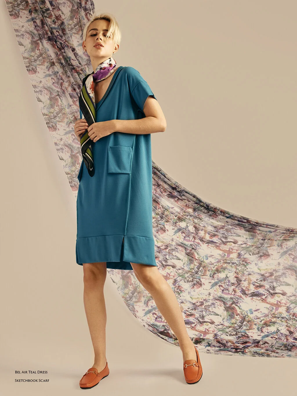 Bel Air Teal Dress & Sketchbook Scarf.jpg