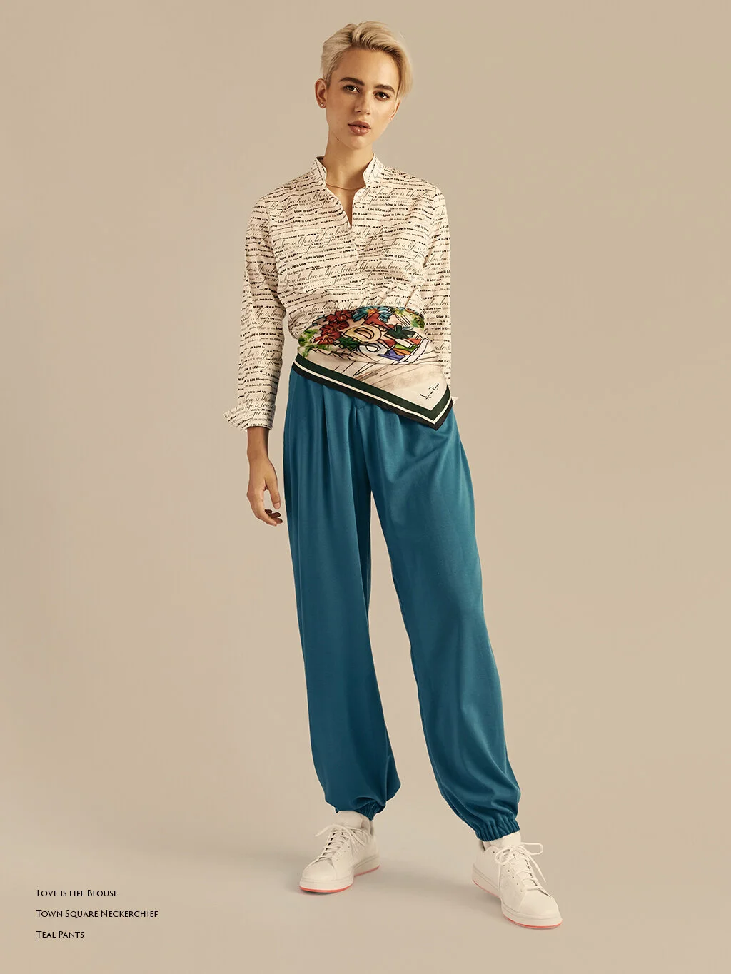 Love is life Blouse, Teal Pants & OKDT neckerchief.jpg
