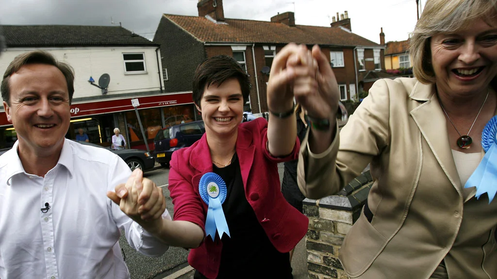 New Minister for the Constitution, Chloe Smith, with David Cameron and Theresa May.