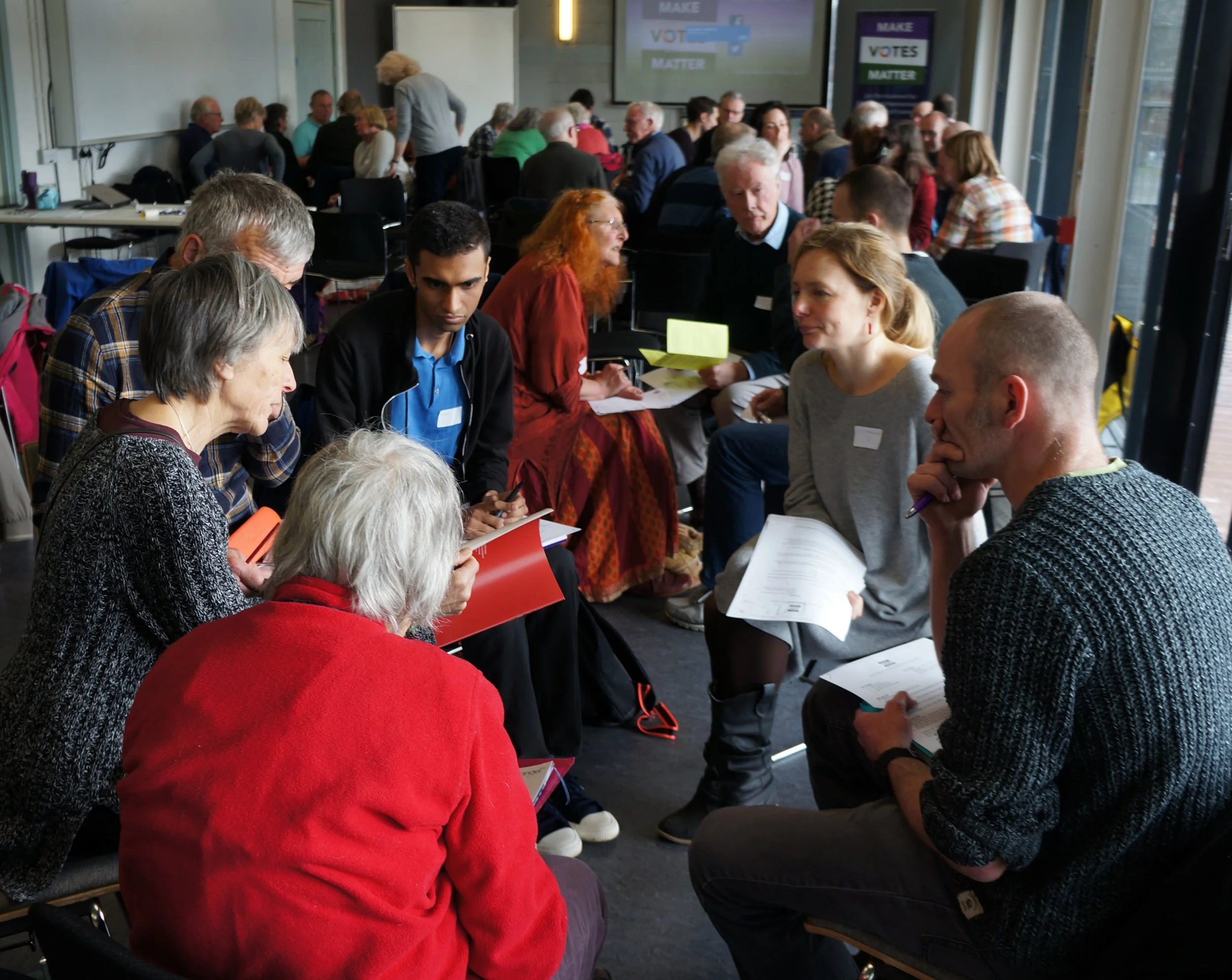 Campaigners discuss actions on winning PR at the Bristol Movement Building Day in March