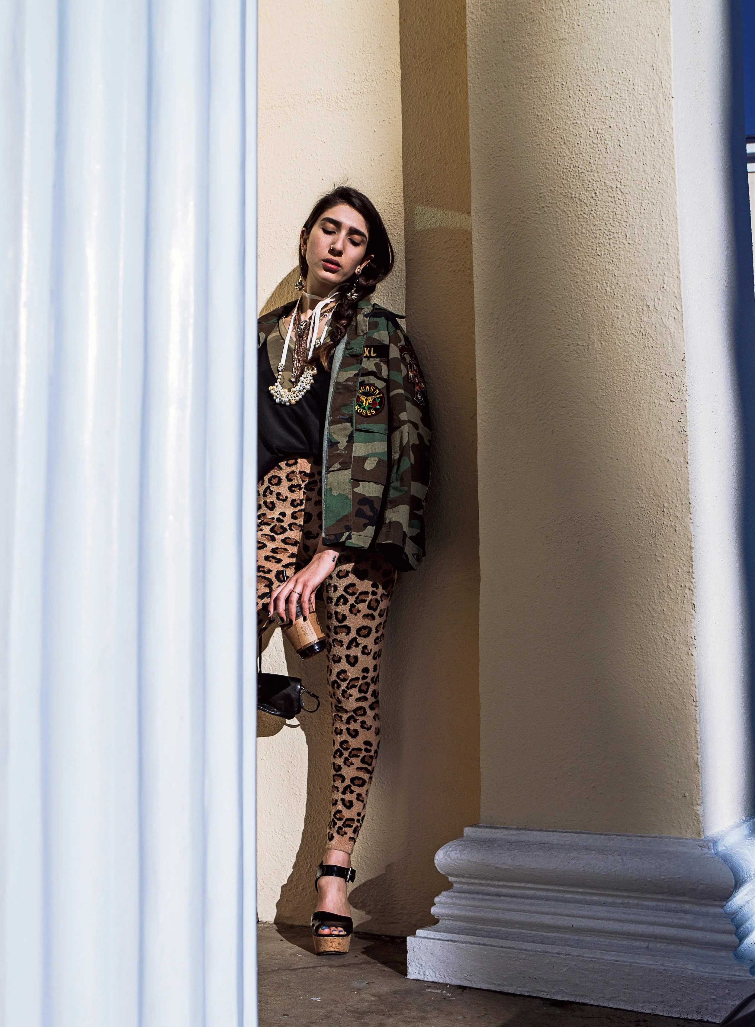 Nadia Shajari in Madeworn, Sass & Bide, Current/Elliott and Erickson Beamon. 