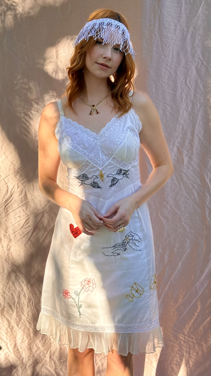  hand embroidered bridal getting ready slip by Taylor Eden 