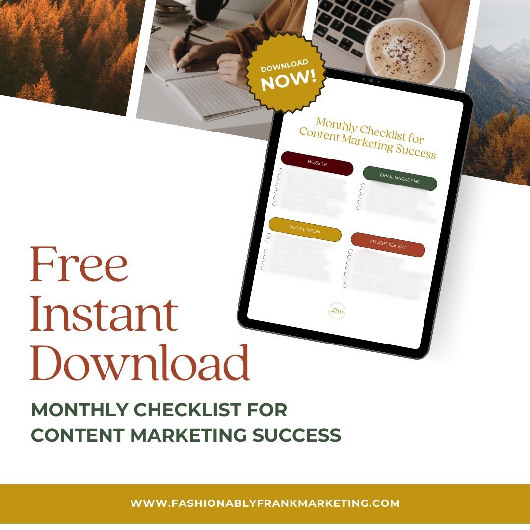 💌 APRIL FREEBIE LIBRARY DROP! Here's your Monthly Checklist for Content Marketing Success! 💌⁠
⁠
My work involves a LOT of moving parts every month as I prepare each client's batch of new content for publication, then monitor and reflect afterwards.