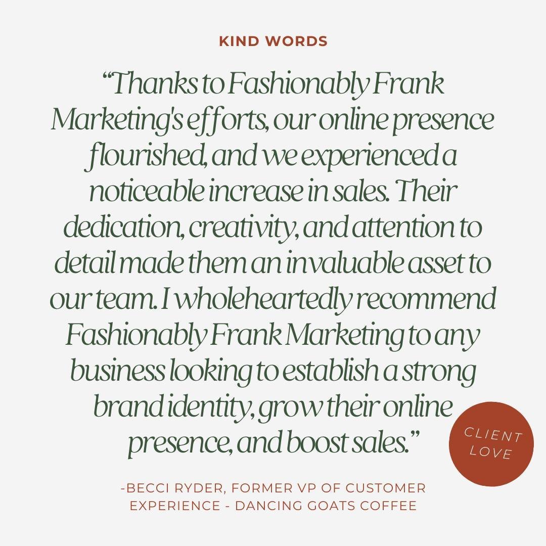 Love reading kind words like these from my incredible client base, both past and present. ❤️ Feeling so grateful for all the opportunities I've had throughout my career to assist some of the coolest, most inspiring small businesses. Becci has been on