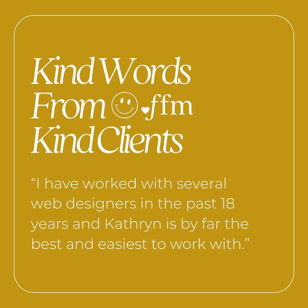 One of the sweetest testimonials around. 😊 Thanks to my ongoing client Paula for her ongoing, unwavering support of FFM! ✨ ⁠
⁠
Read her full review:⁠
⁠
&quot;I worked with Kathryn on several projects and have been very happy with her work. She is kn