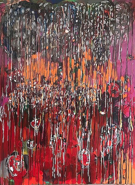 Inferno acrylic/collage on canvas 48'' x 36''