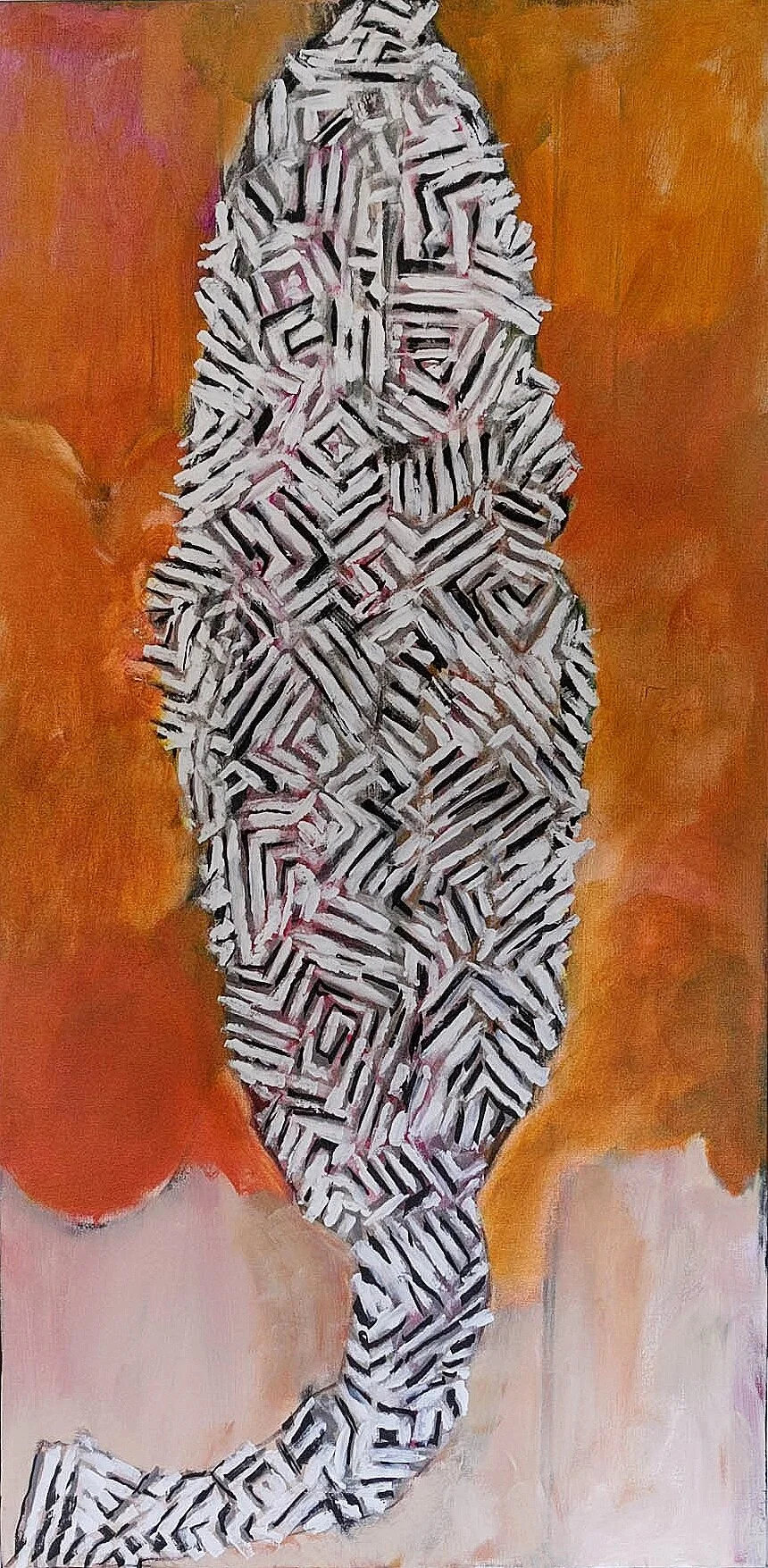 Leaf acrylic/collage on canvas 48'' x 24'' SOLD
