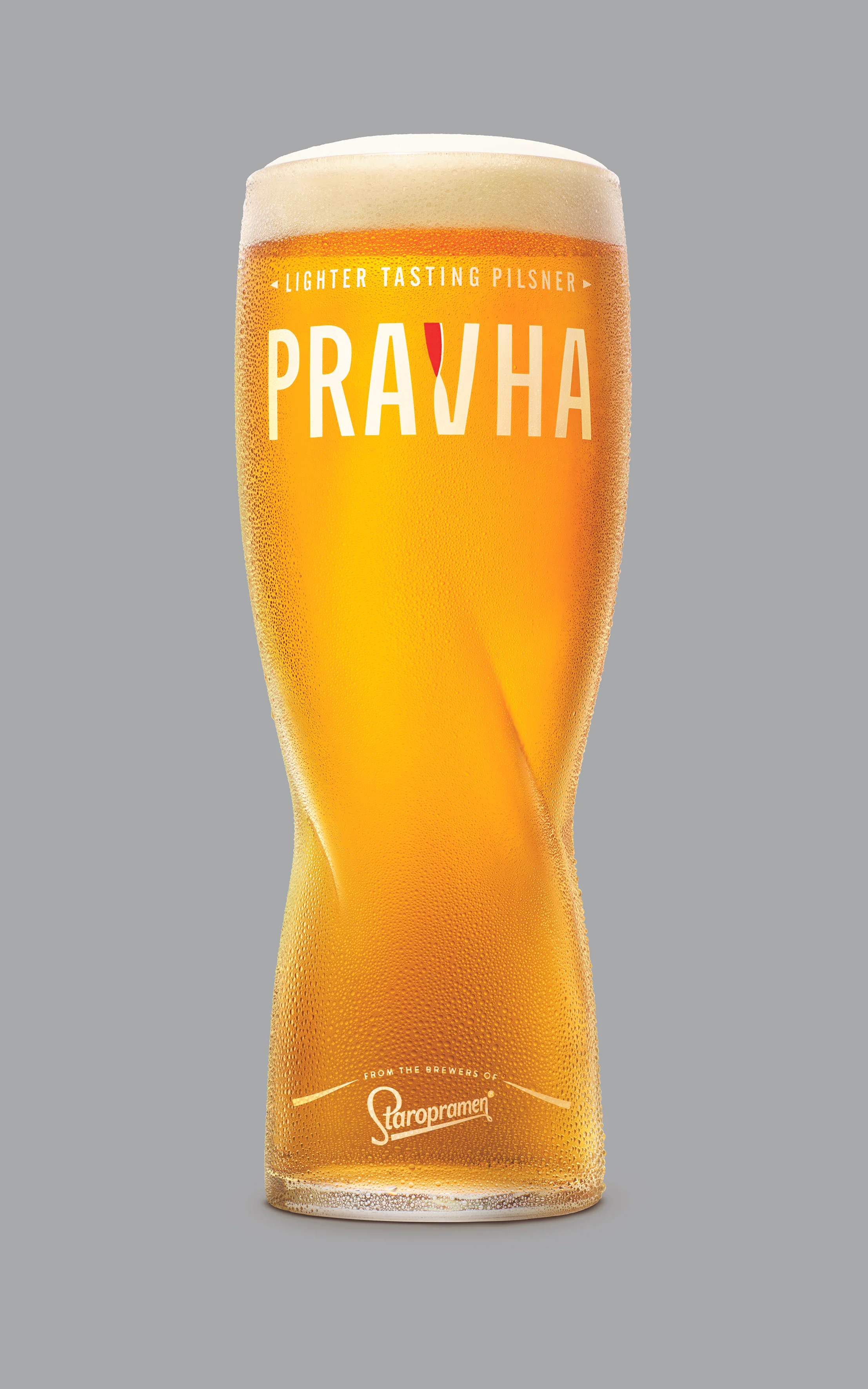 The glass also has a twist, but this isn't just for show. The glass helps make a smoother pour.