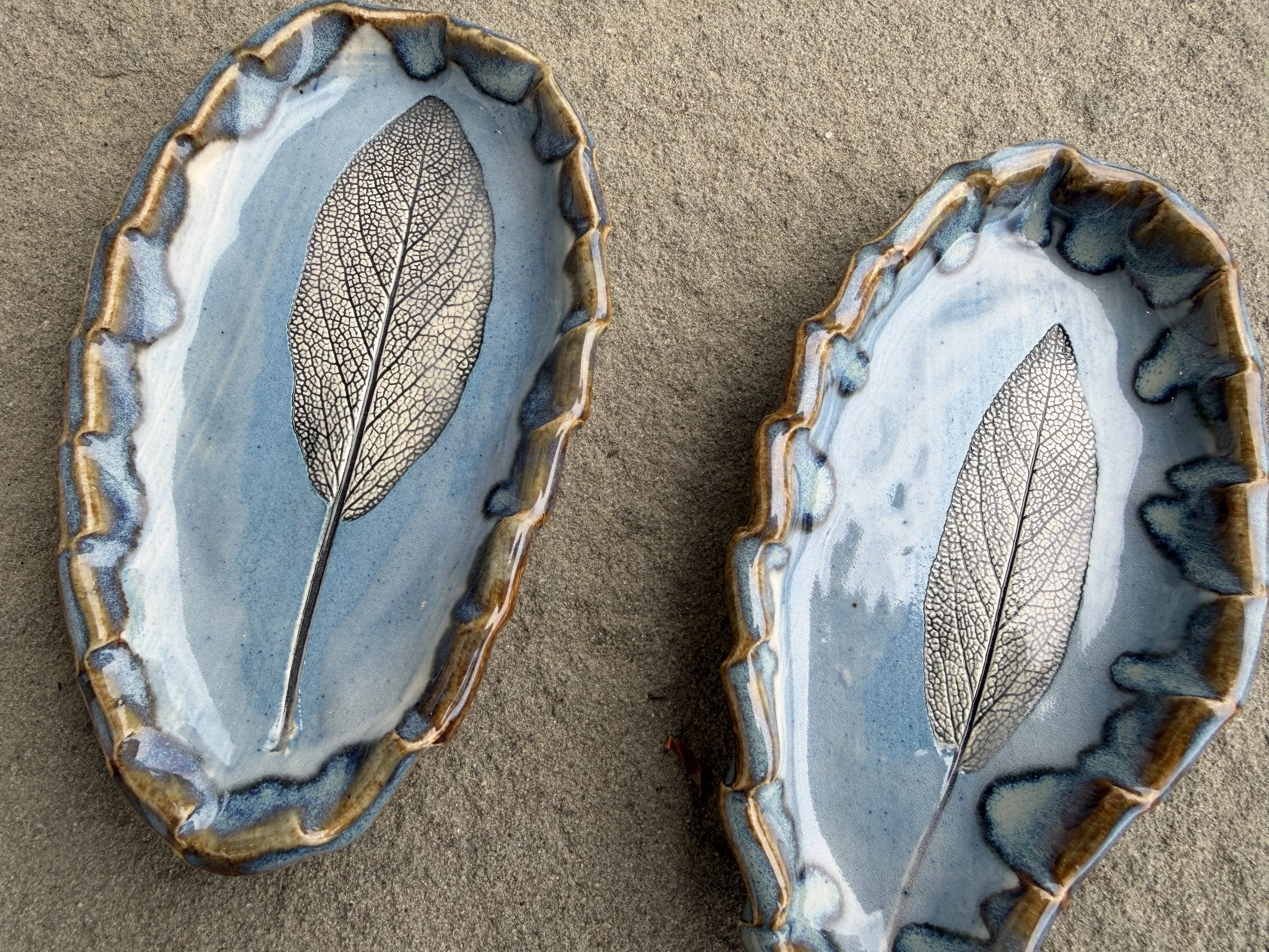 Pressed Sage Trinket Dish Blue Gloss
