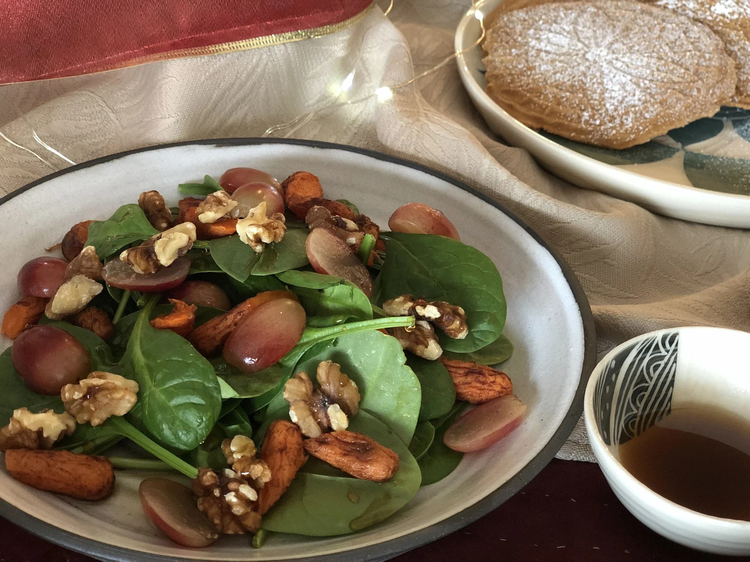Roasted Carrot & Spinach Salad w/ Maple Vinaigrette