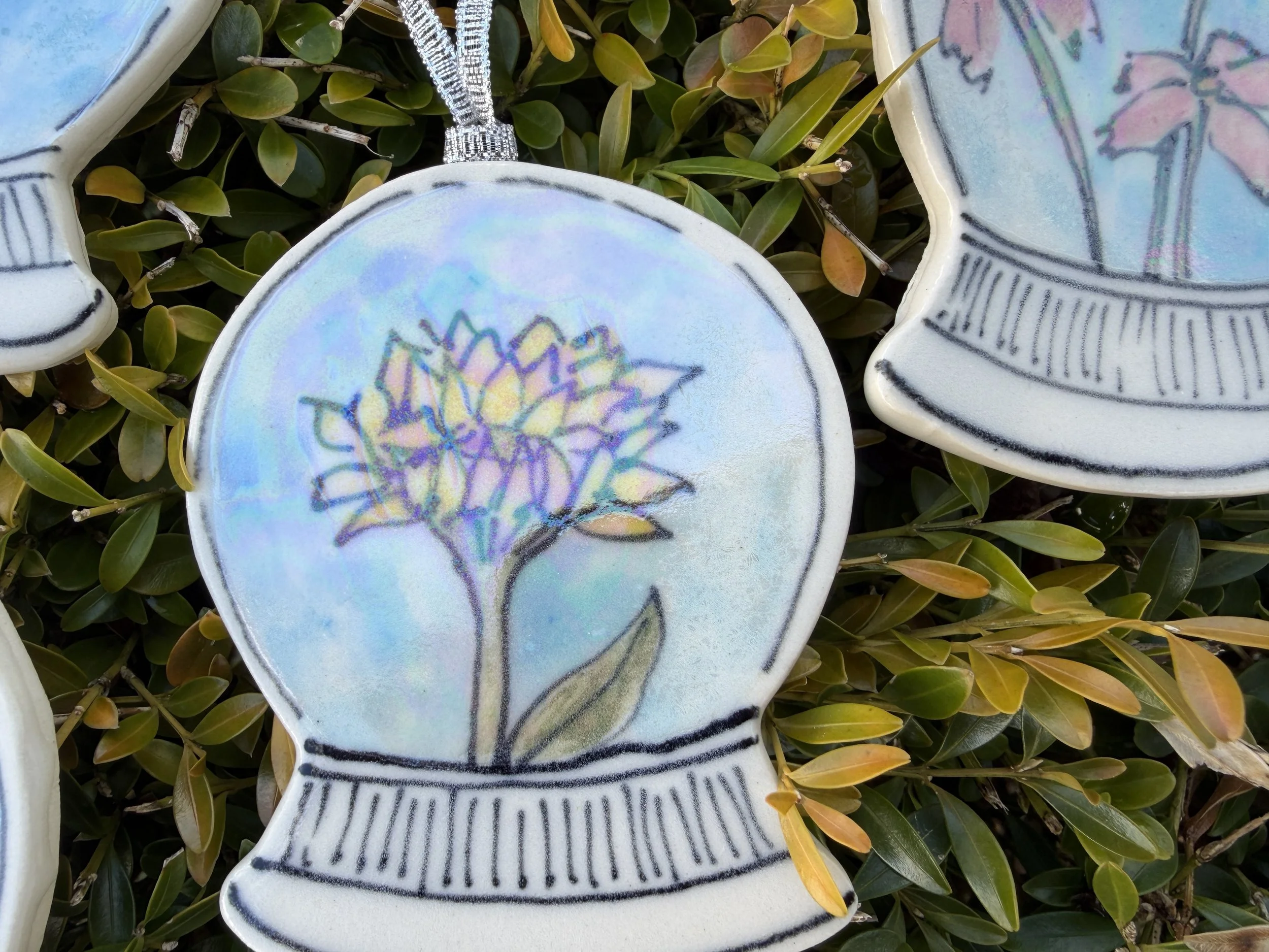 Floral Snow Globe Ornament