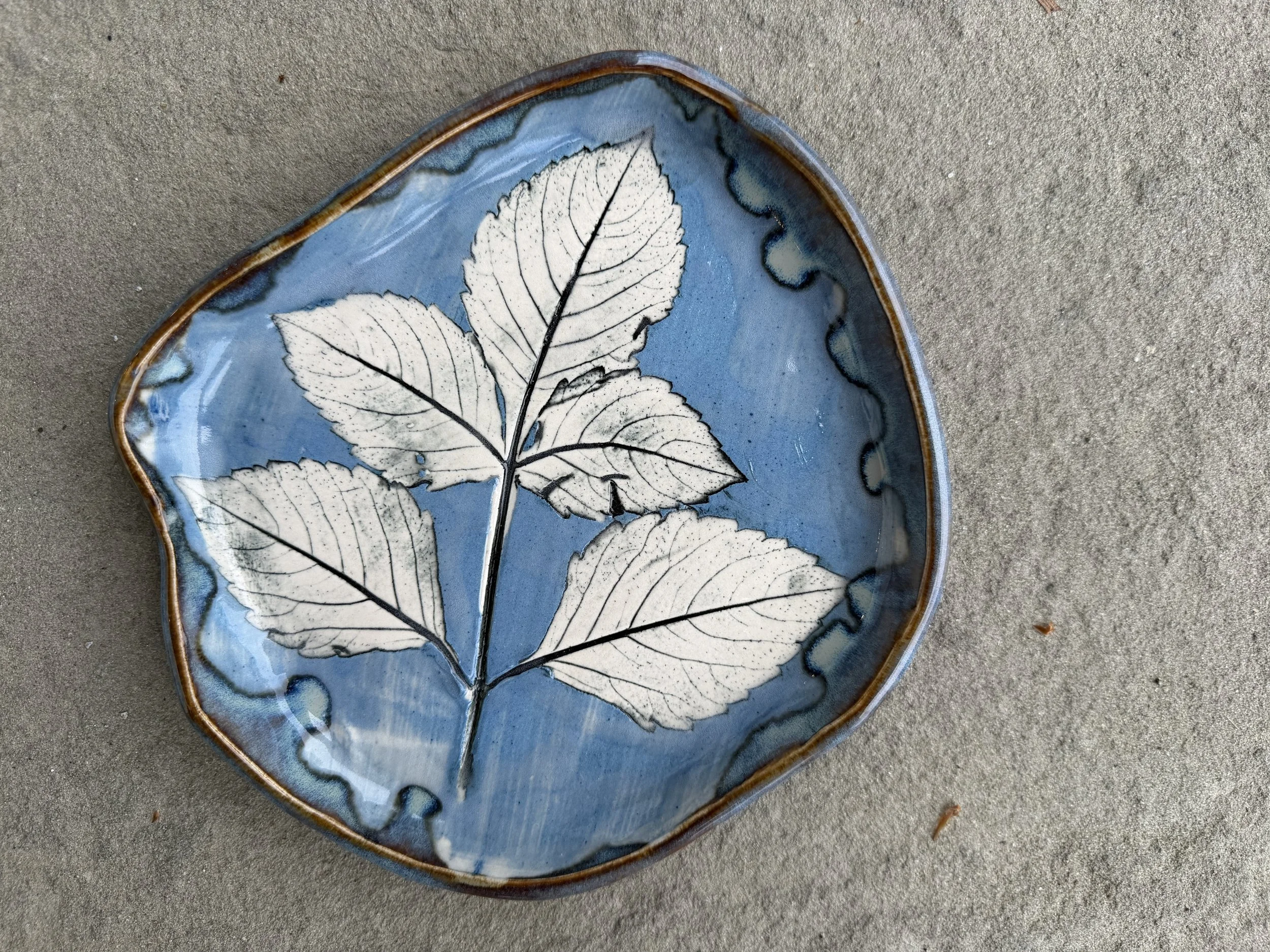 Pressed Dahlia Leaf Dish