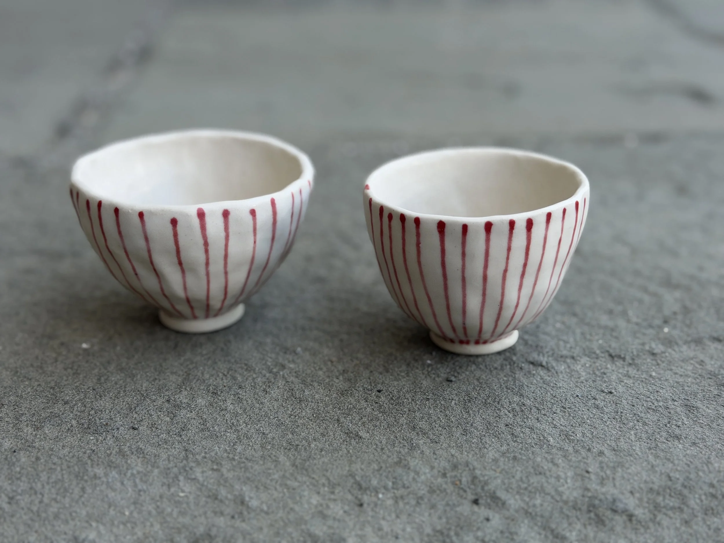 Pinch Pin Striped Mini Footed Bowls