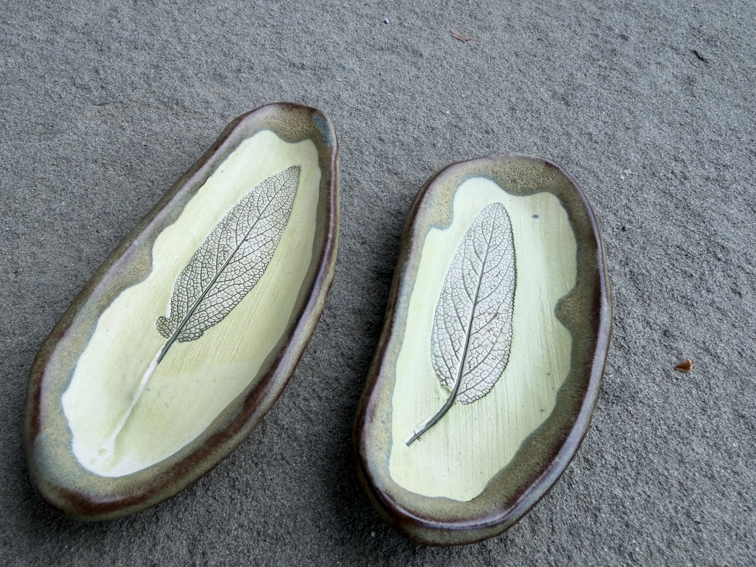Pressed Sage Trinket Dish Green Matte