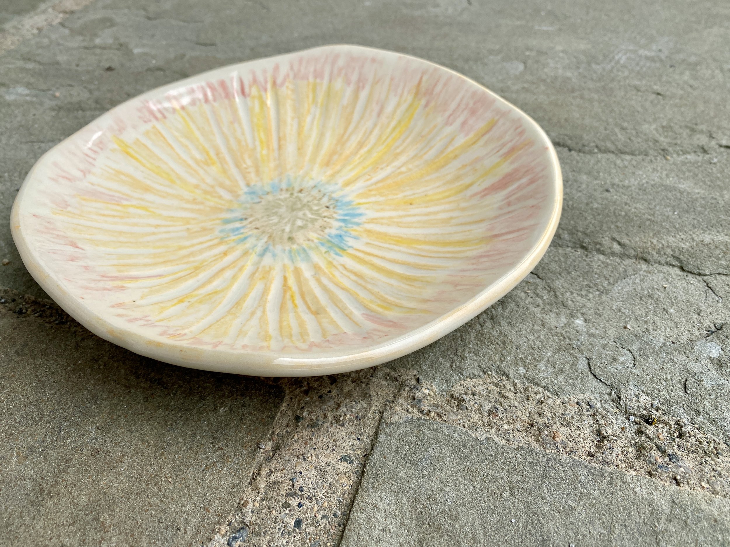 shallow flower painted bowl