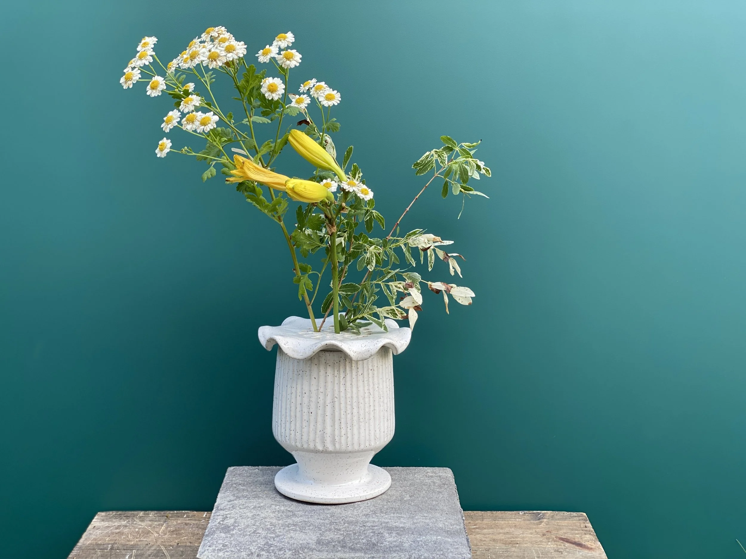 One of a Kind Fluted Vase with lid