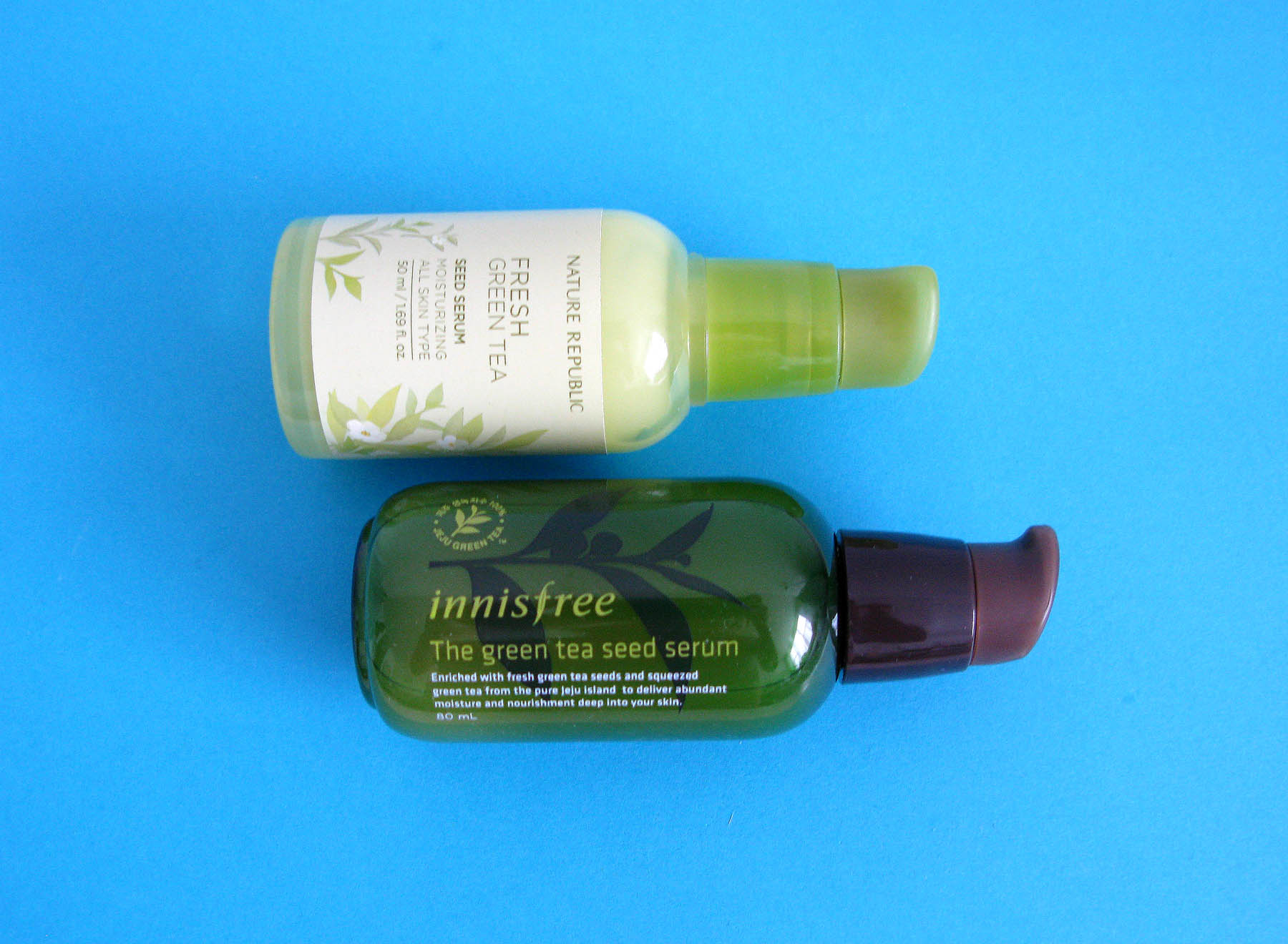 Nature Republic Fresh Green Tea Seed Serum and Innisfree The Green Tea Seed Serum
