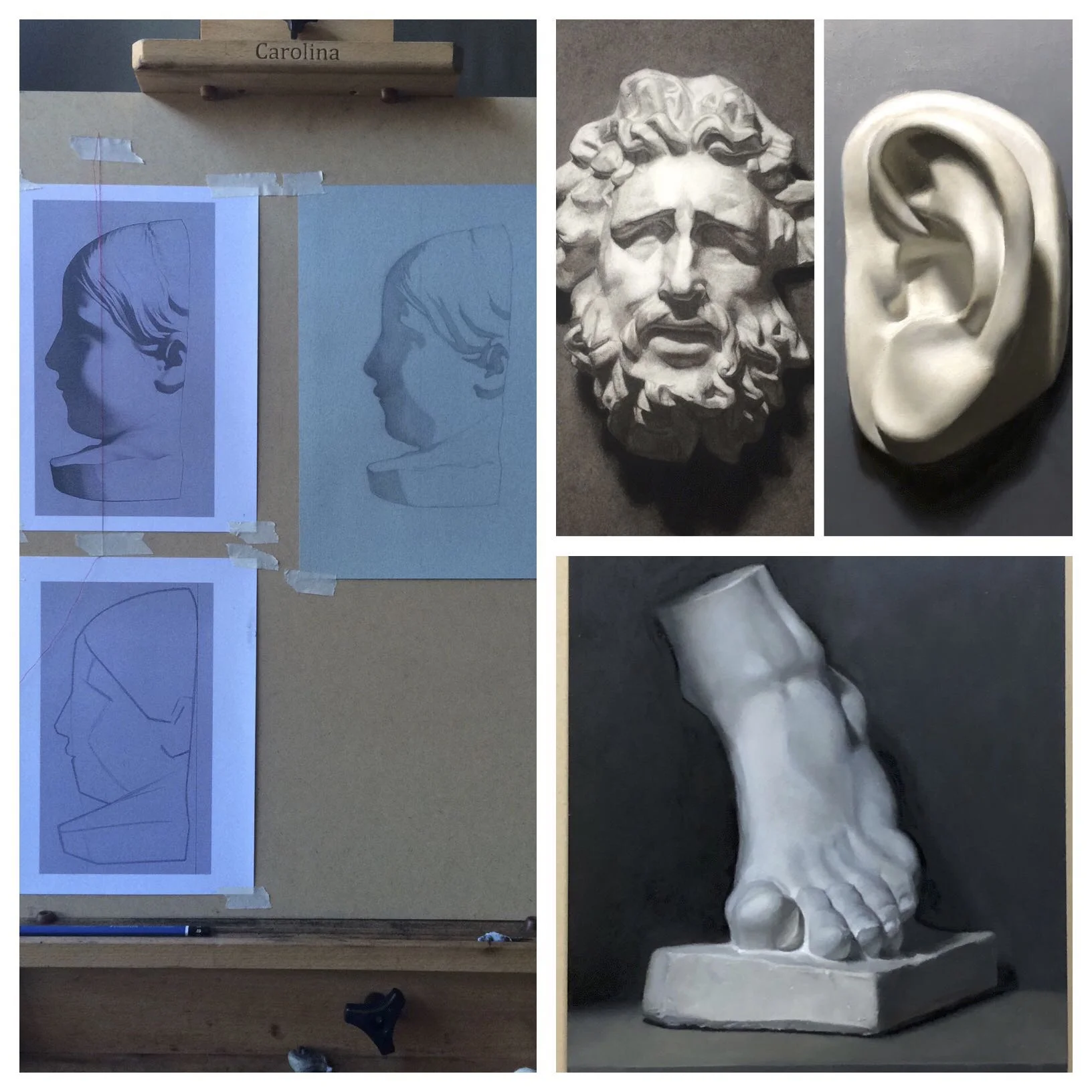 Students bargue and cast drawings