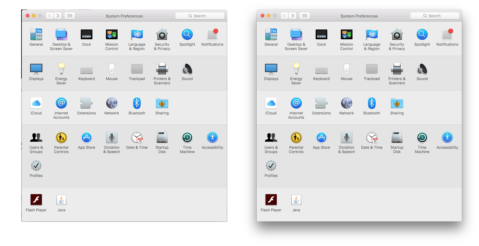 Comparing option #2 (left) and #3 on taking screenshot from a single window.