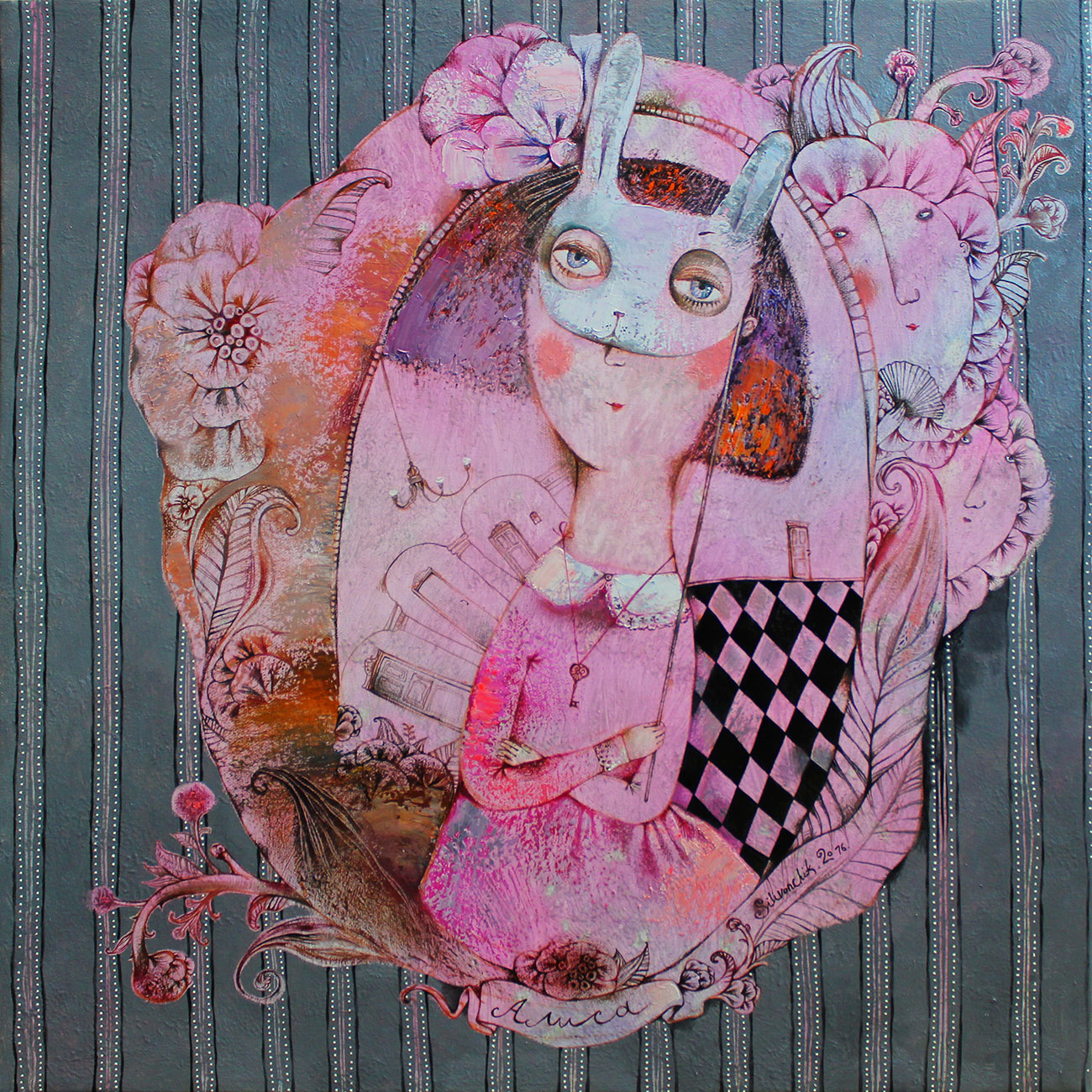 Alice. 2016. 26x26 in. (65x65cm). Oil on canvas.