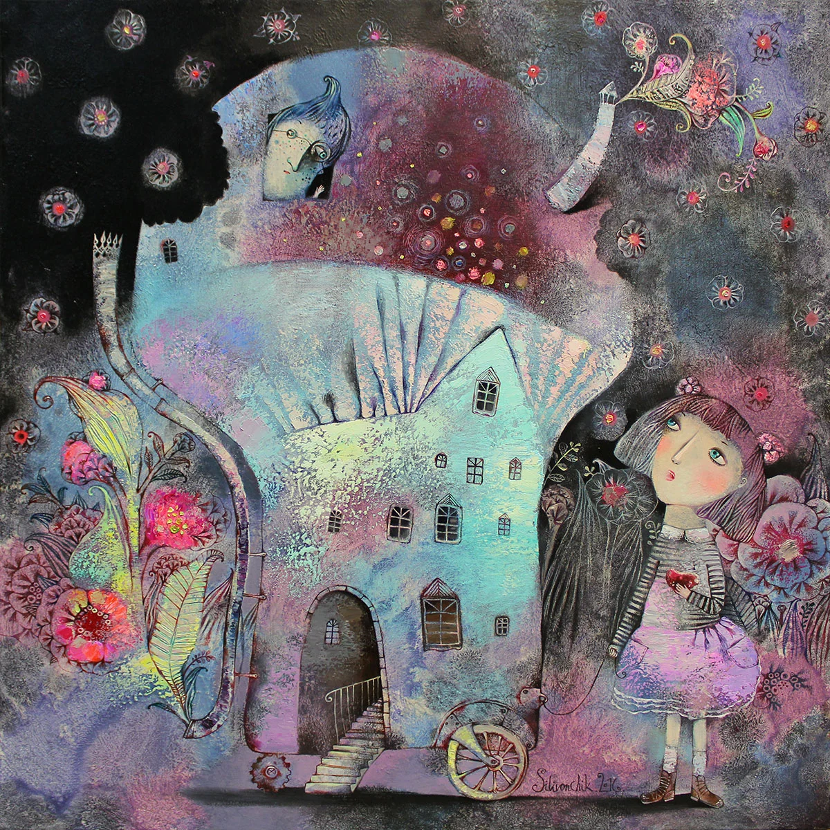 Alice in Wonderland. Big Mushroom. 2016. 80x80cm. Oil on canvas