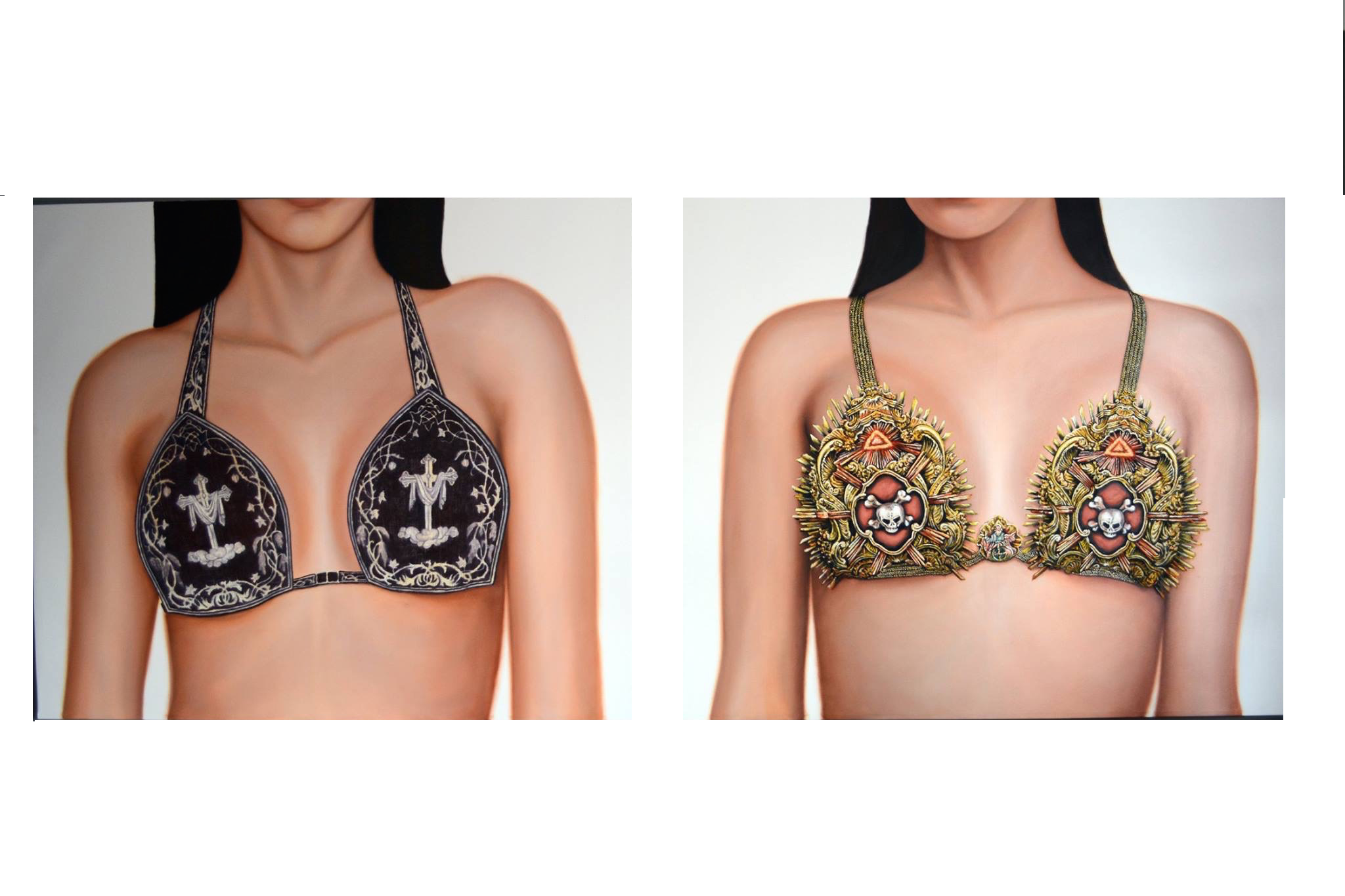 (L) Bikini III, IHS series, 2016, Oil on Canvas, 63 x 75 in (190 x 160 cm); (R) Bikini II, IHS series, 2016, Oil on Canvas, 63 x 75 in (190 x 160 cm), Private collection