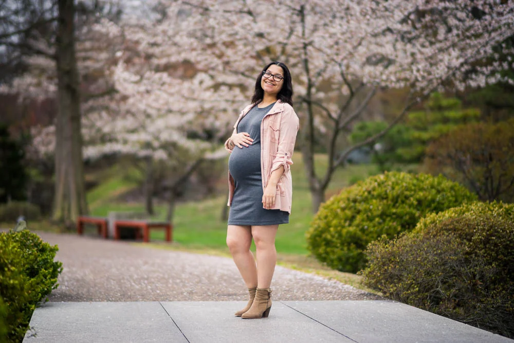 A portrait of an expecting mother during her maternity photography session. 
