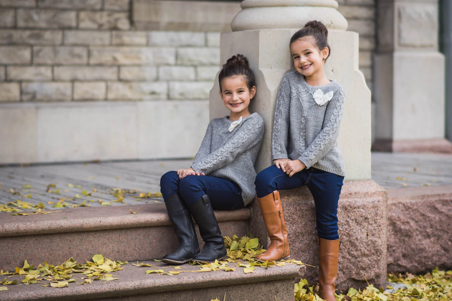 Children pose during a family photoshoot in Tower Grove Park. 