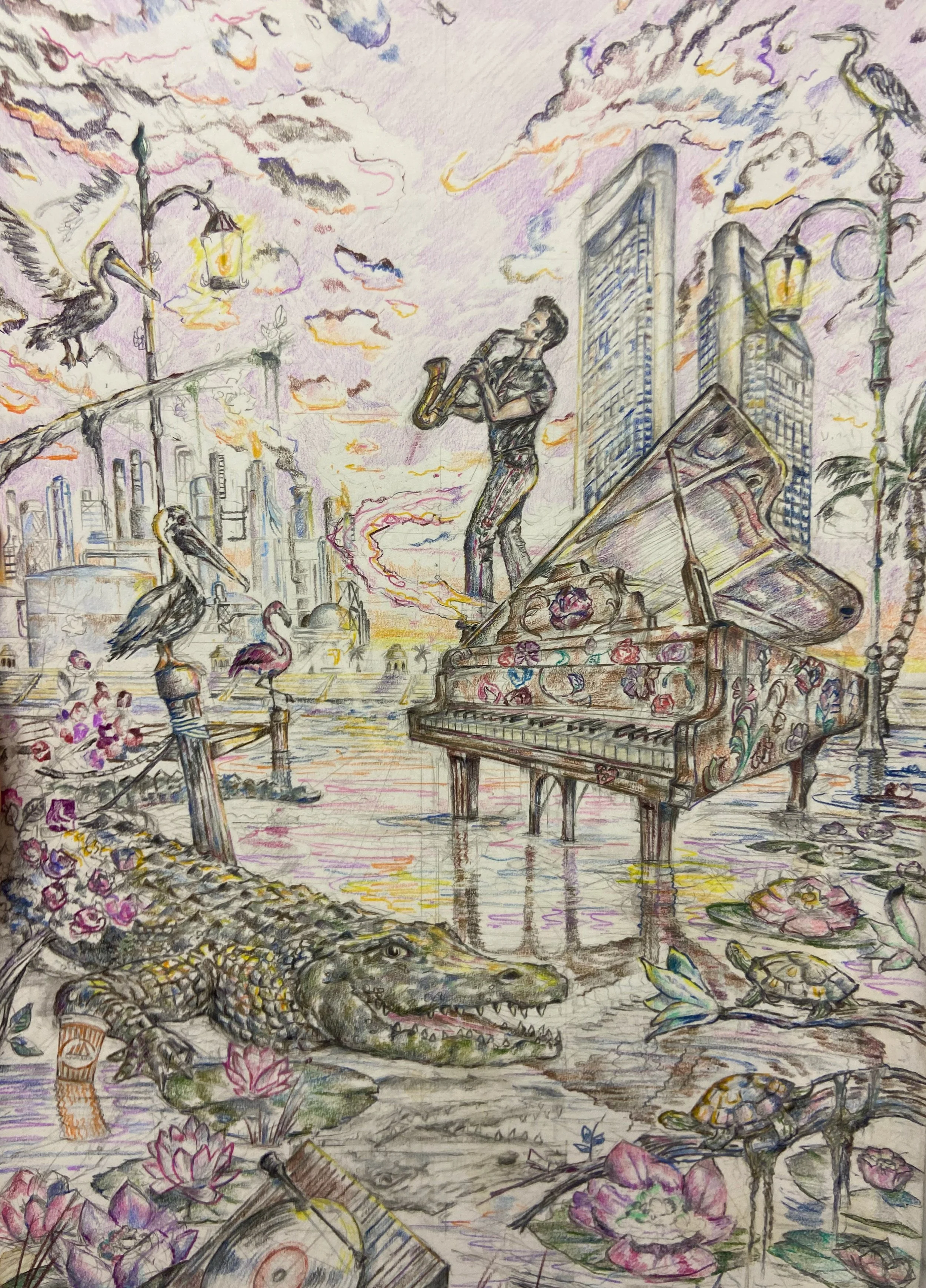 "Gulf Coast," hand-drawn tour poster by Nik Parr.