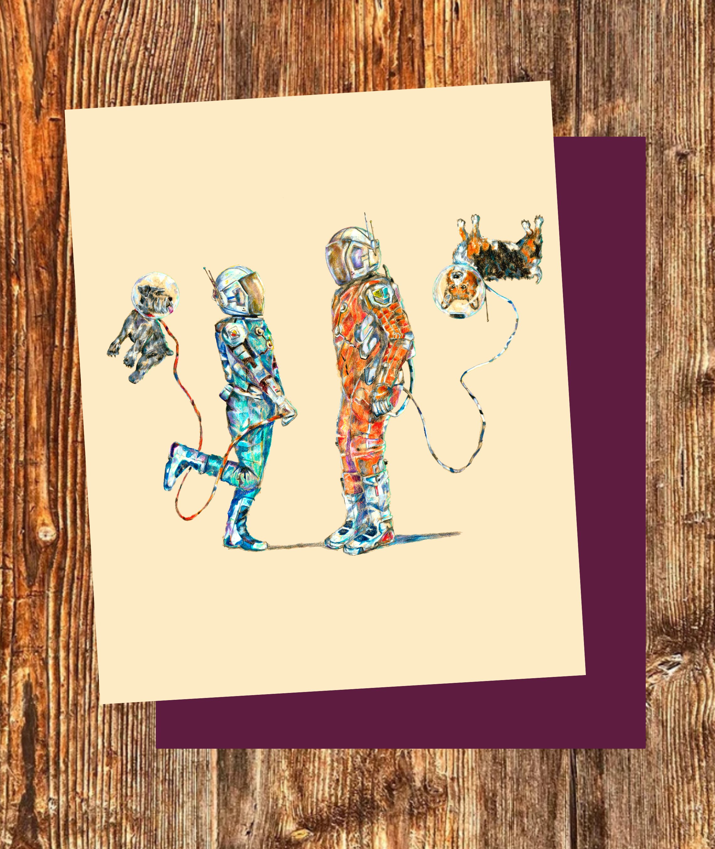 "Lost In Your Orbit," Hand-Illustrated Valentine's Card