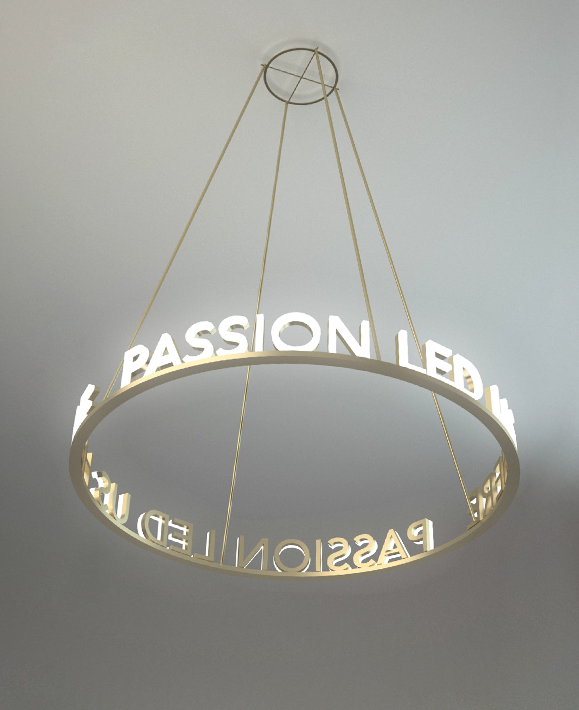 Integrating types, “ PASSION LED US HERE ” to the pendant light