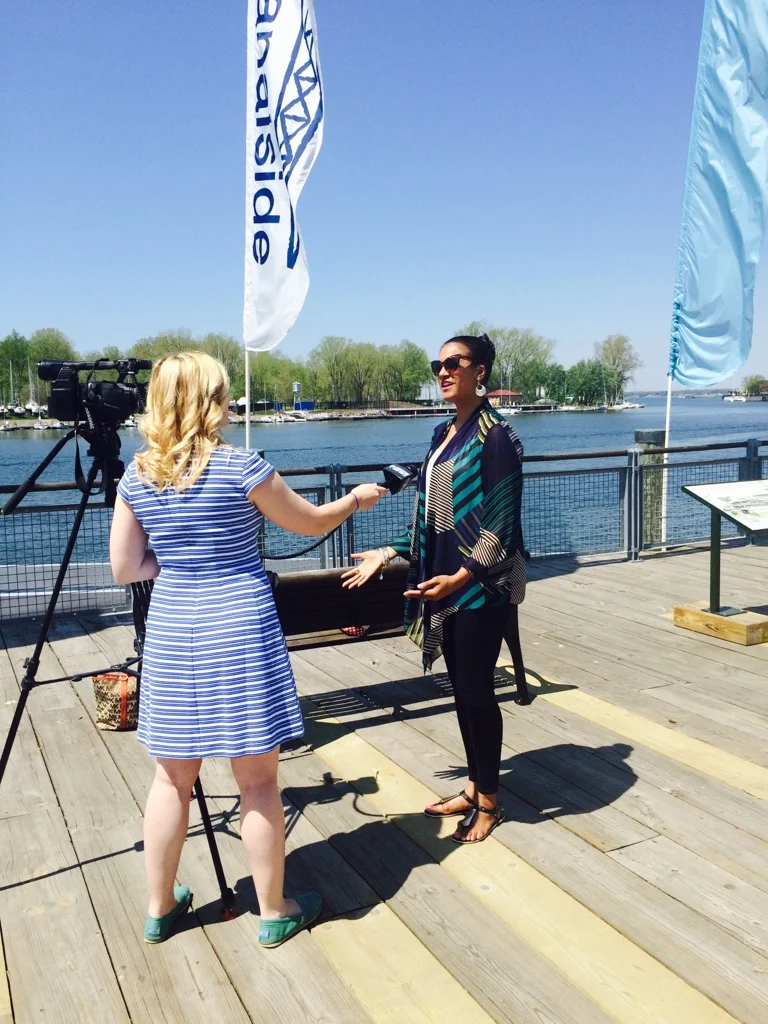 BUFFALO SKYWAY, ALISHA BEING INTERVIEWED BY A LOCAL NEWS STATIONS