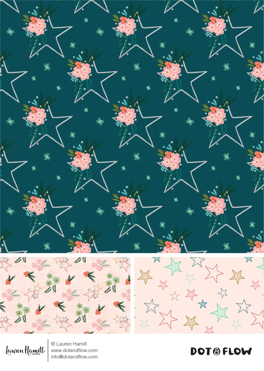 Lauren Hamill - Floral Christmas Stars - Patterns.jpg
