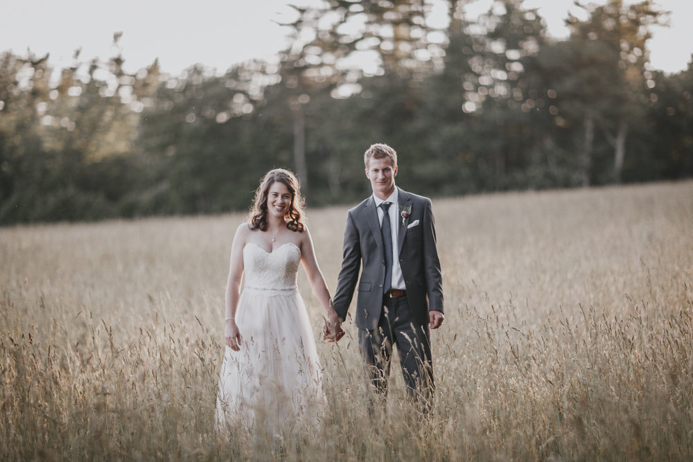 Bride and Groom in field, Broadturn Farm, Maine